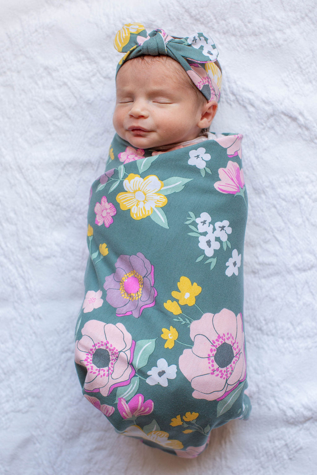 Charlotte Floral Swaddle Blanket and Newborn Headband Set