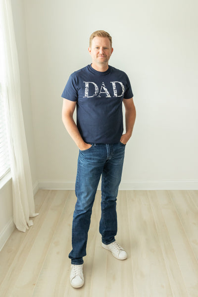 Serra Pregnancy/Postpartum Robe & Navy Swaddle & Dad T Shirt