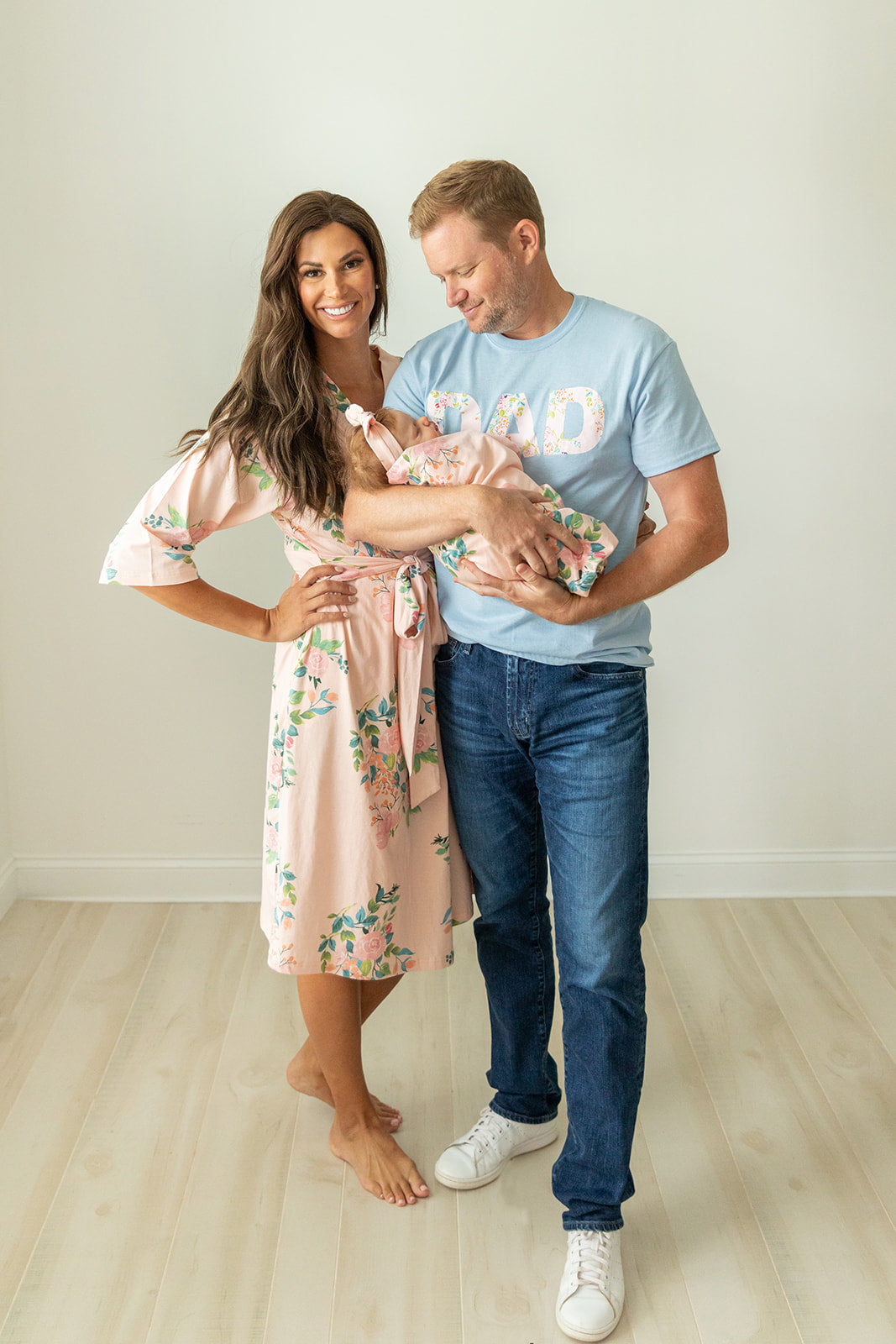 Nina Pregnancy/Postpartum Robe & Matching Swaddle & Dad T Shirt