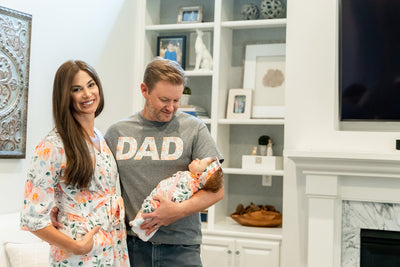Mila Pregnancy/Postpartum Robe & Matching Swaddle & Dad T Shirt