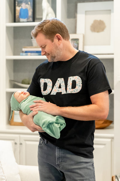 Ivy Robe & Sage Swaddle Set & Dad T-Shirt