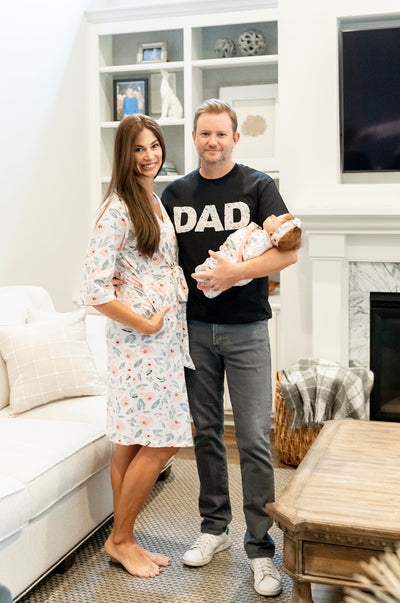 Ivy Pregnancy/Postpartum Robe & Matching Swaddle & Dad T Shirt