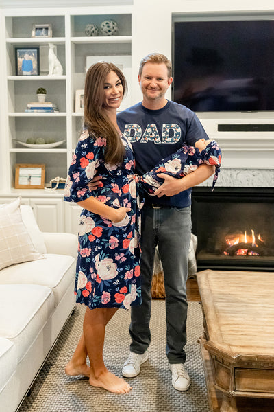 Annabelle Pregnancy/Postpartum Robe & Matching Swaddle & Dad T Shirt