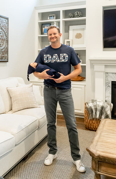 Annabelle Pregnancy/Postpartum Robe & Navy Swaddle & Dad T Shirt