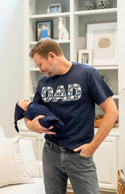Annabelle Pregnancy/Postpartum Robe & Navy Swaddle & Dad T Shirt