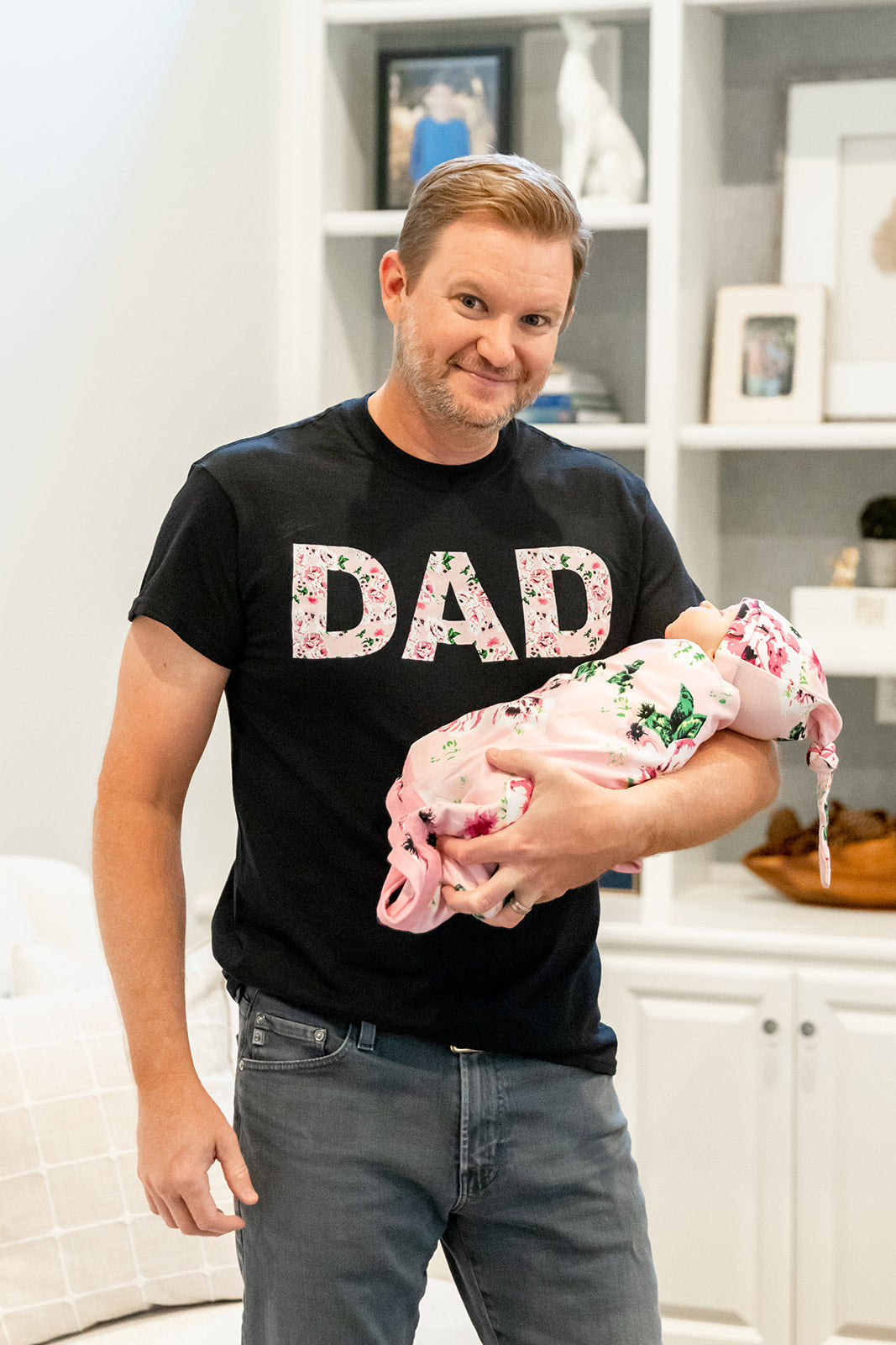 Amelia Pregnancy/Postpartum Robe & Matching Swaddle & Dad T Shirt