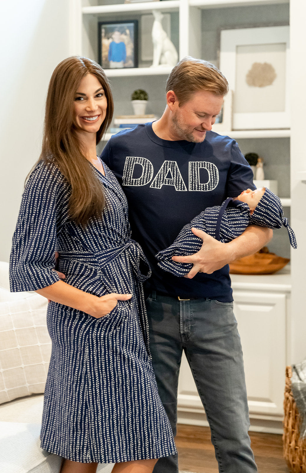 Luna Pregnancy/Postpartum Robe & Swaddle & Dad T Shirt