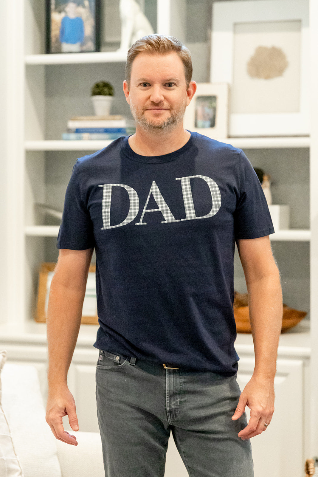Blue Gingham Pregnancy/Postpartum Robe & Matching Swaddle & Dad T Shirt