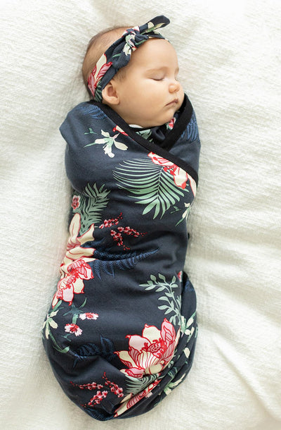 Sage Pregnancy Robe & Elise Swaddle Blanket & Headband Set
