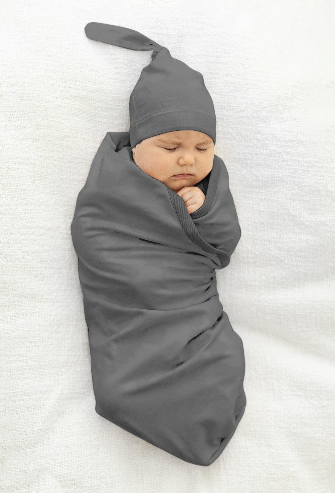 Charcoal Grey Swaddle Blanket And Newborn Hat Set