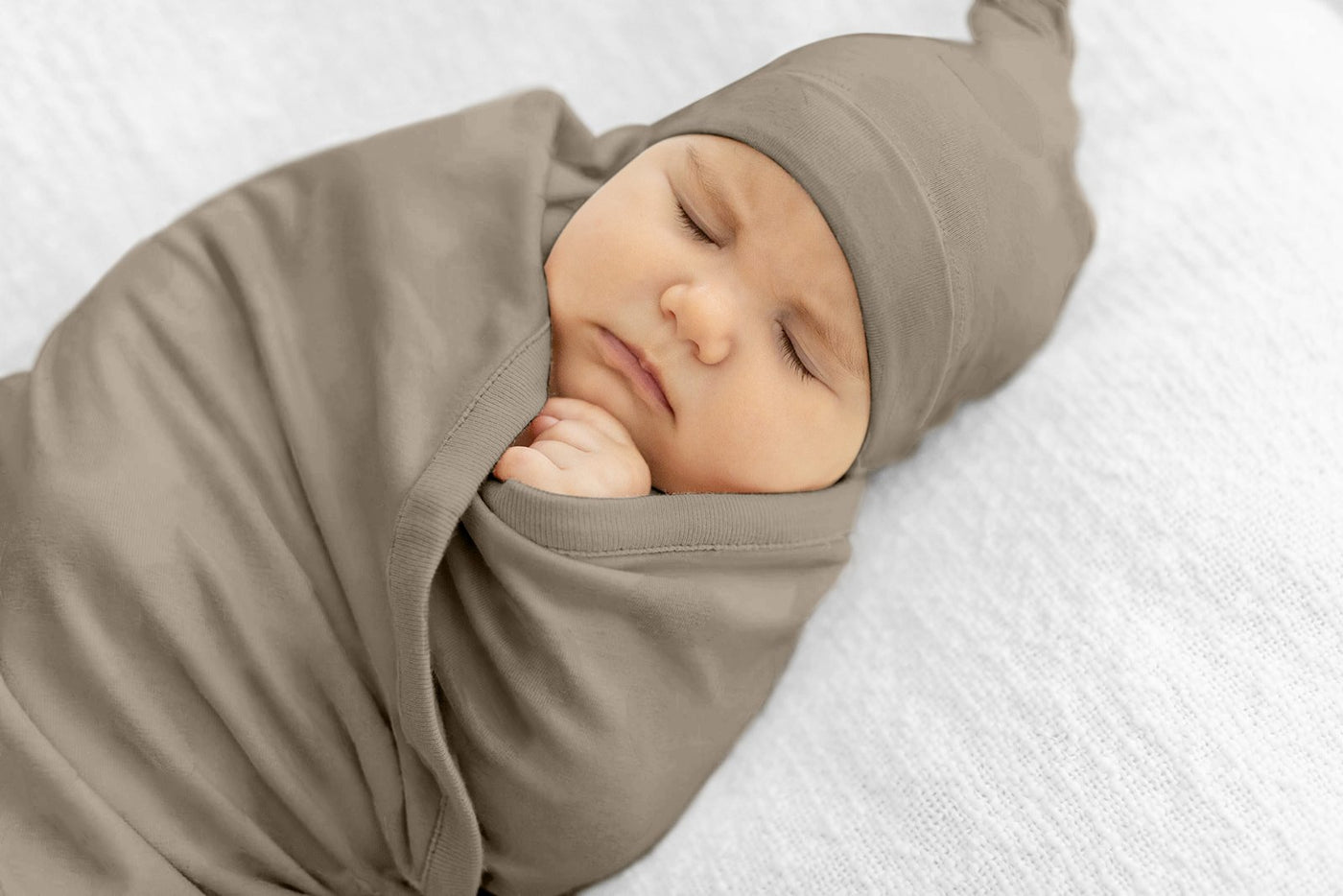 Taupe Swaddle Blanket & Newborn Hat Set