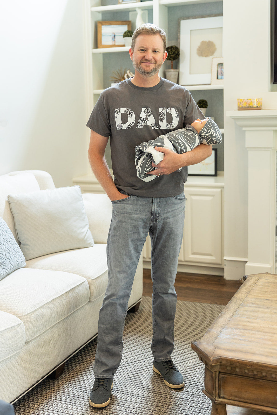 Audrey Pregnancy/Postpartum Robe & Matching Swaddle & Dad T Shirt