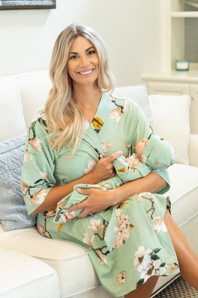 Gia Pregnancy/Postpartum Robe & Newborn Receiving Gown Set