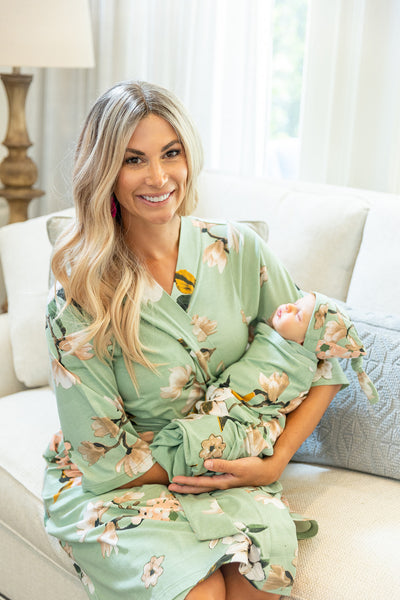 Gia Pregnancy/Postpartum Robe & Swaddle Blanket Set