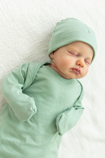 Gia Pregnancy/Postpartum Robe & Sage Newborn Receiving Gown Set