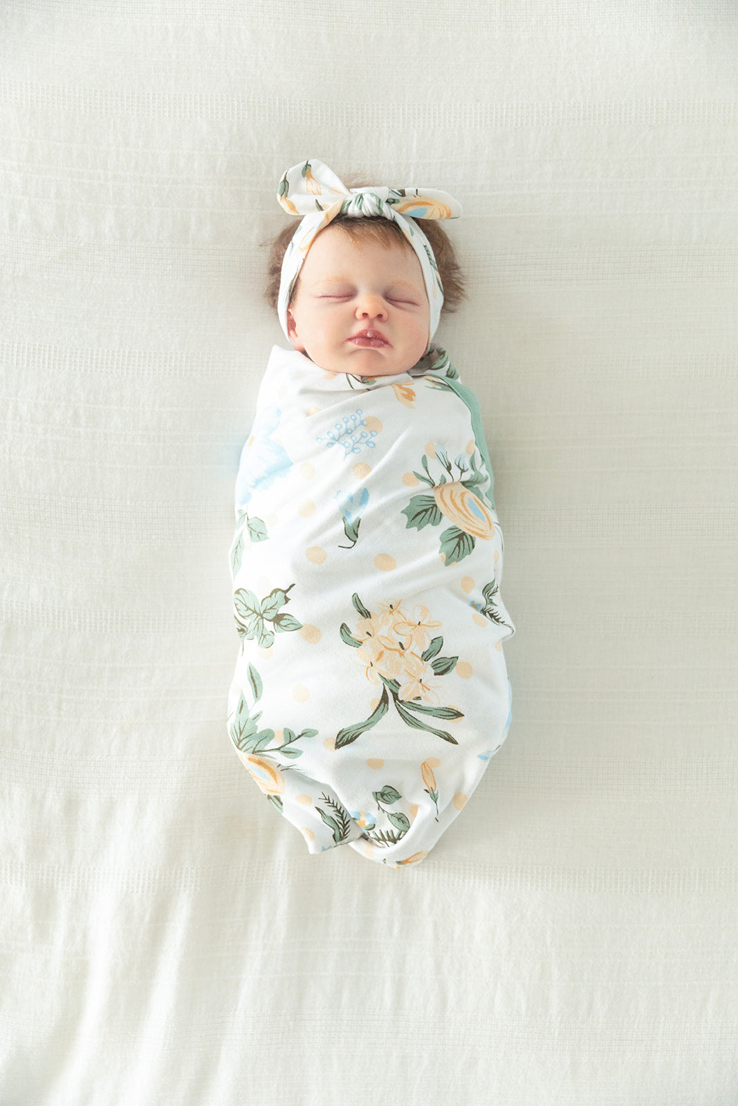 Olive Green Pregnancy/Postpartum Robe & Hadley Baby Swaddle Blanket & Headband Set