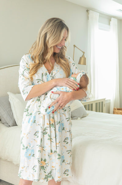Hadley Pregnancy/Postpartum Robe & Baby Swaddle Blanket & Headband Set