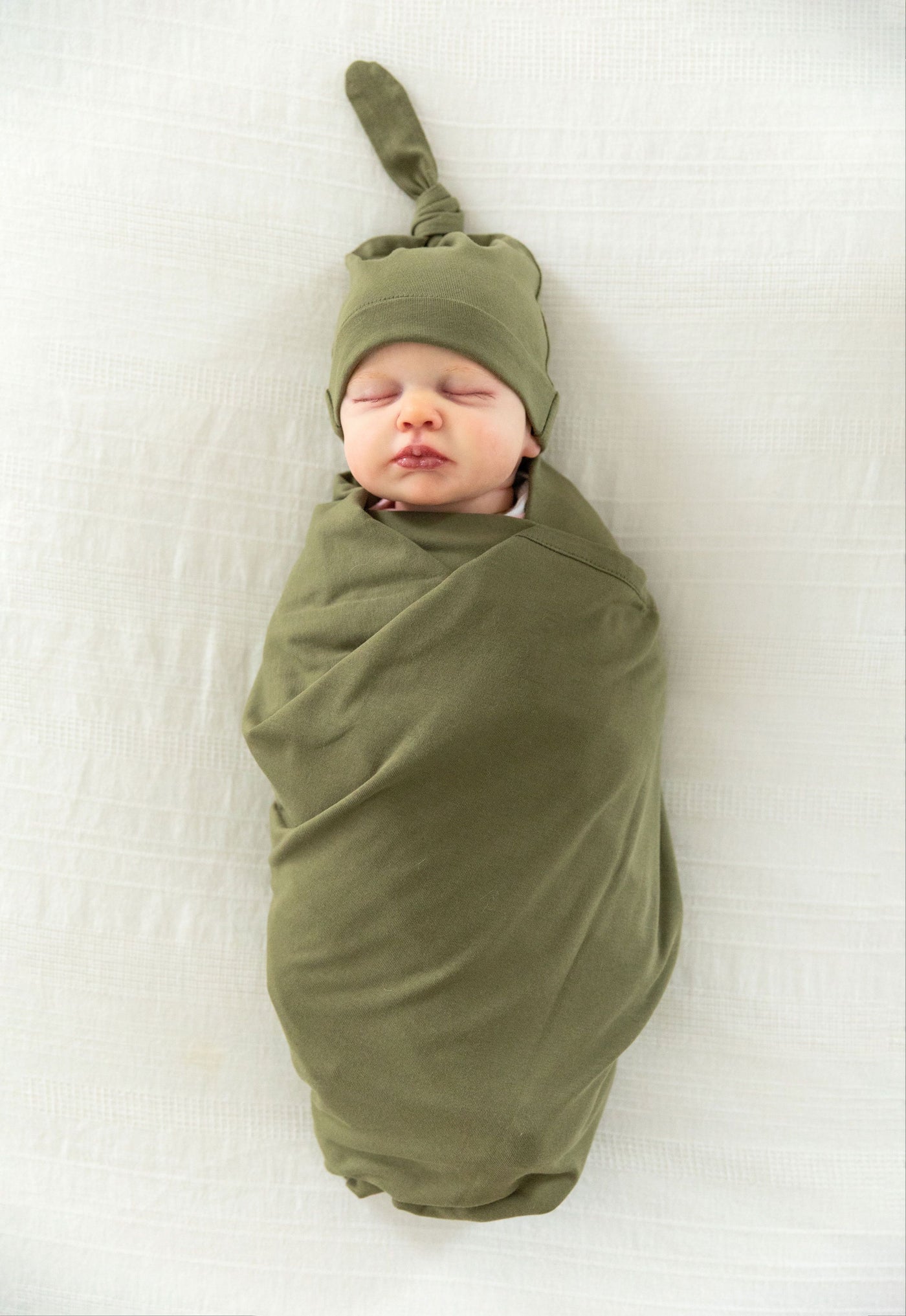 Olive Green Pregnancy/Postpartum Robe & Matching Baby Swaddle Blanket Set