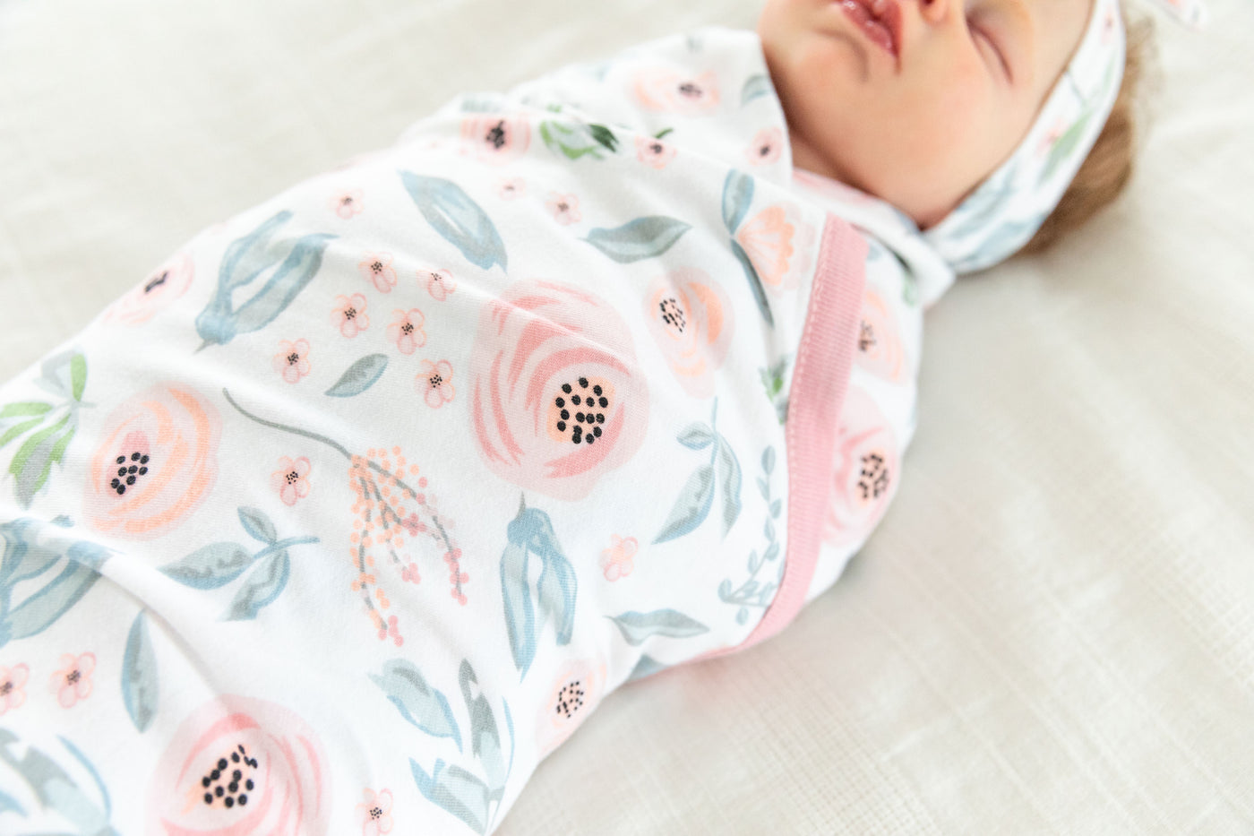 Ivy Robe & Newborn Swaddle Blanket & Newborn Headband Set