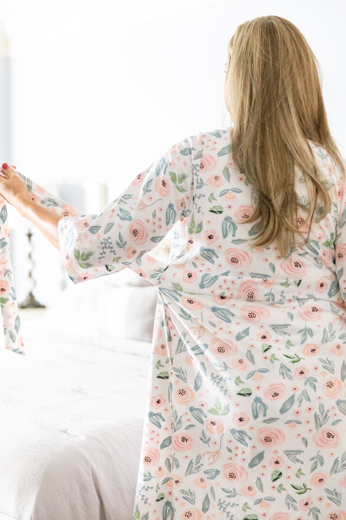 Ivy Pregnancy/Postpartum Robe & Grey Baby Swaddle Blanket Set