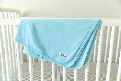 Hadley Pregnancy/Postpartum Robe & Light Blue Baby Swaddle Blanket Set