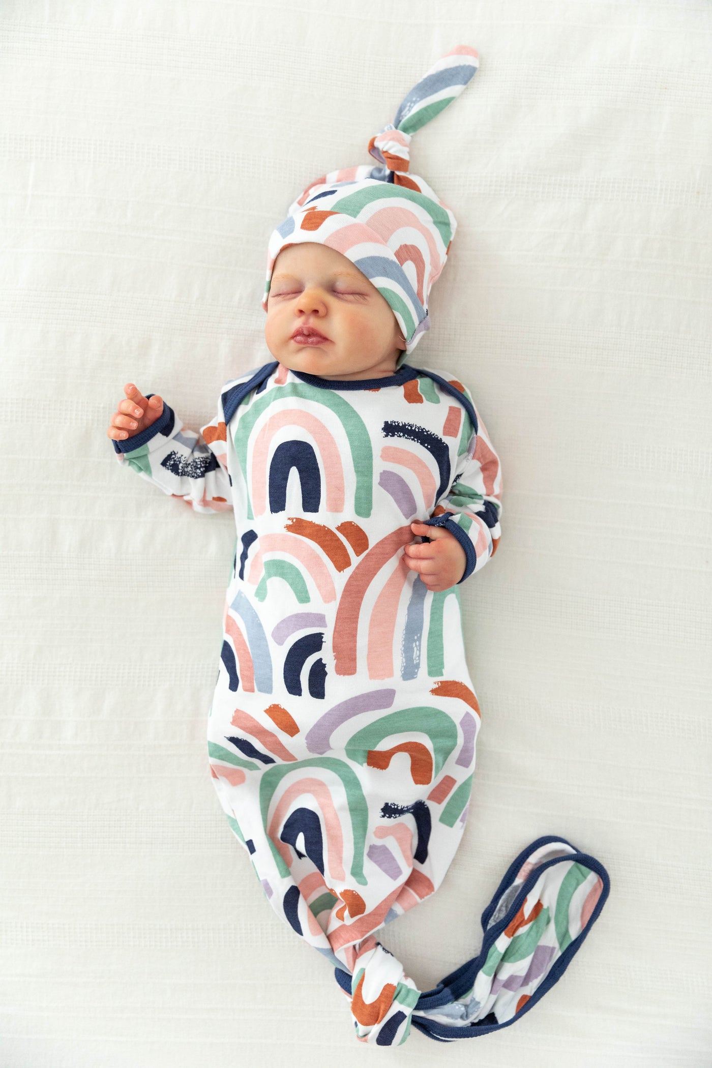 Sage Green Pregnancy/Postpartum Robe & Rainbow Baby Knotted Gown Set