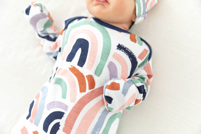 Sage Green Pregnancy/Postpartum Robe & Rainbow Baby Knotted Gown Set