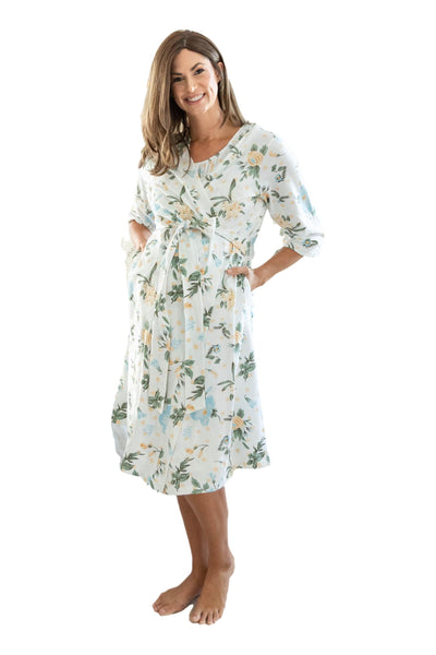 Hadley Pregnancy/Postpartum Robe & Sage Swaddle & Dad T Shirt