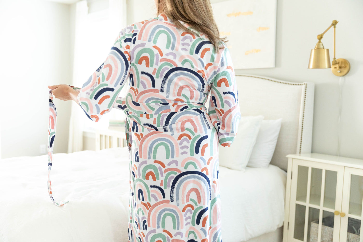 Rainbow Pregnancy/Postpartum Robe & Navy 3 in 1 Labor Gown
