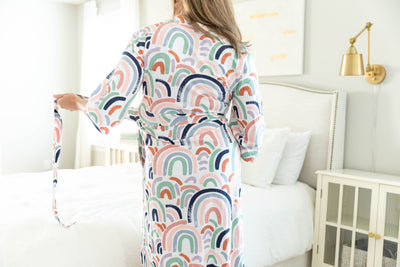 Rainbow Pregnancy/Postpartum Robe & Navy 3 in 1 Labor Gown