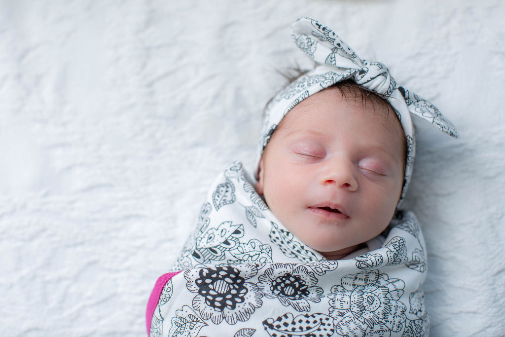 Ella Baby Girl Swaddle Blanket & Headband Set