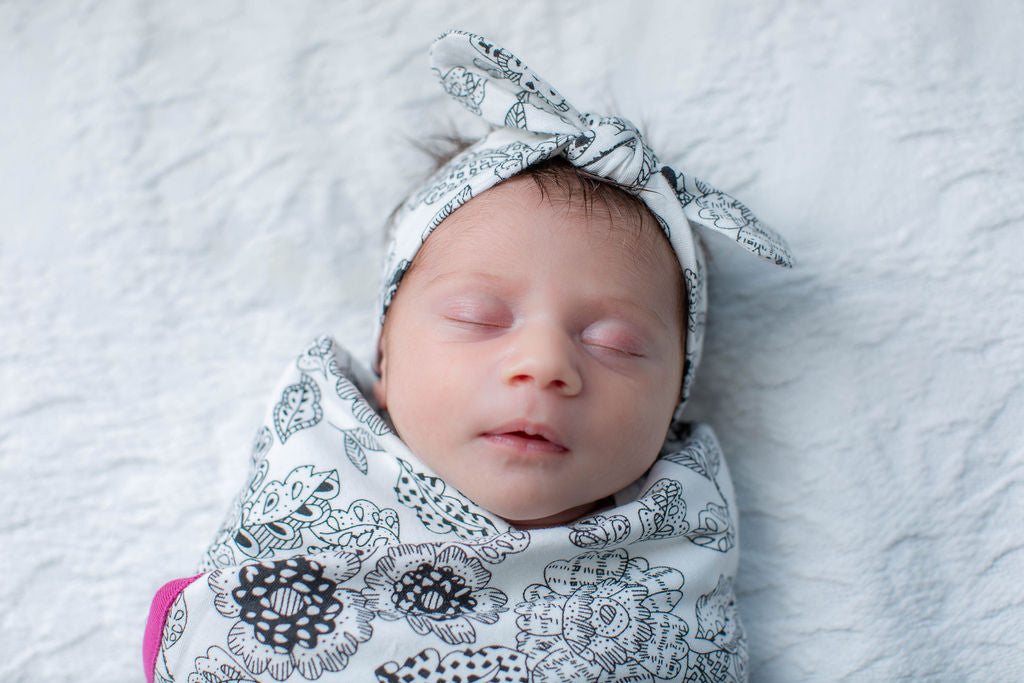 Ella Baby Girl Swaddle Blanket & Headband Set