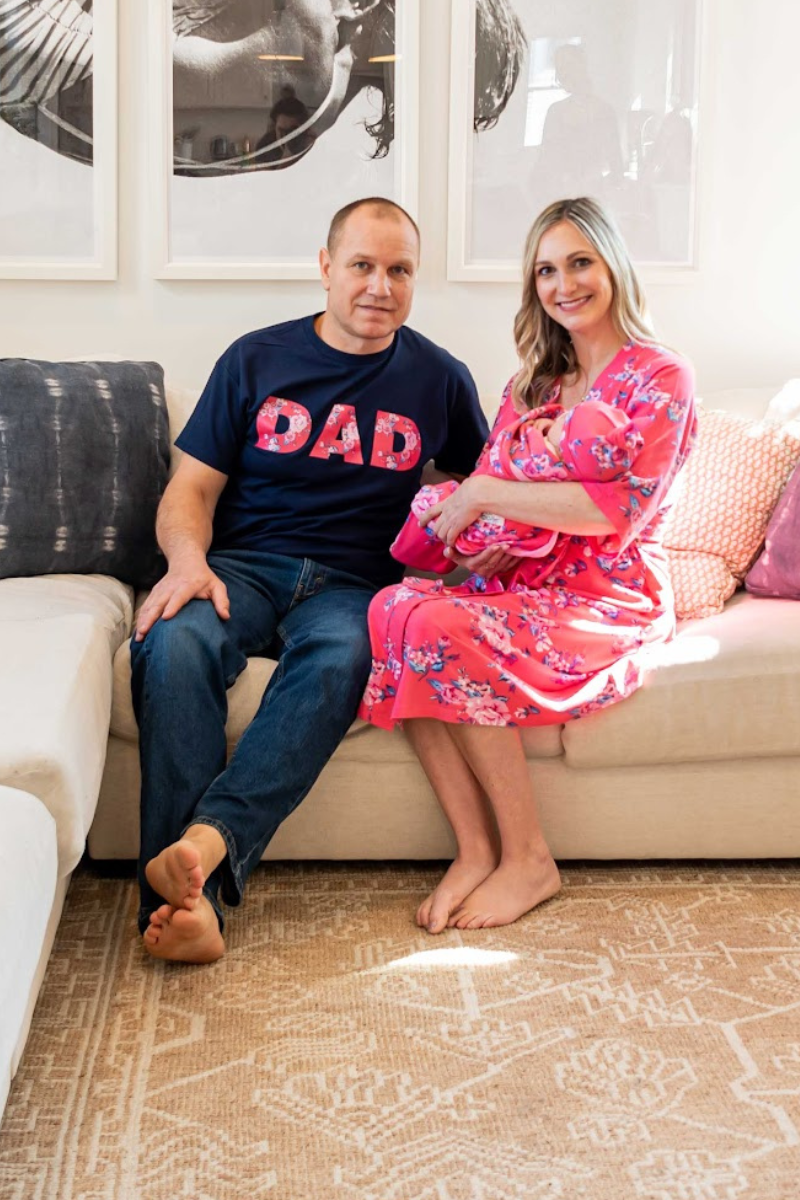 Rose Pregnancy/Postpartum Robe & Matching Swaddle & Dad T-Shirt