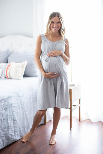 Light Grey 3 in 1 Labor Gown & Olivia Robe Set