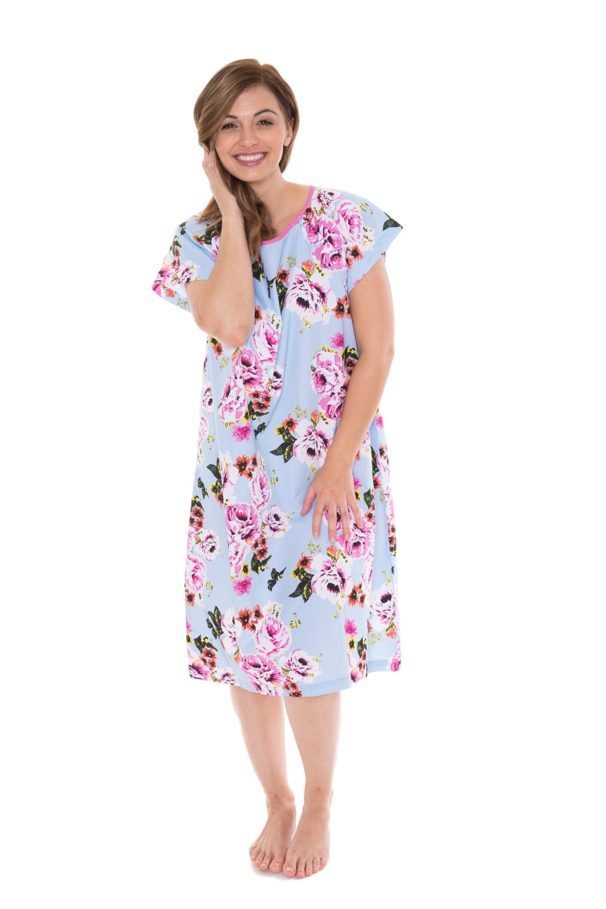 Blue Pink Floral Surgery Recovery Chemo Patient Hospital Gown Gownies ...