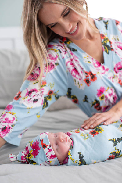 Isla Girl & Mommy Pregnancy/Postpartum Robe & Swaddle Blanket Set