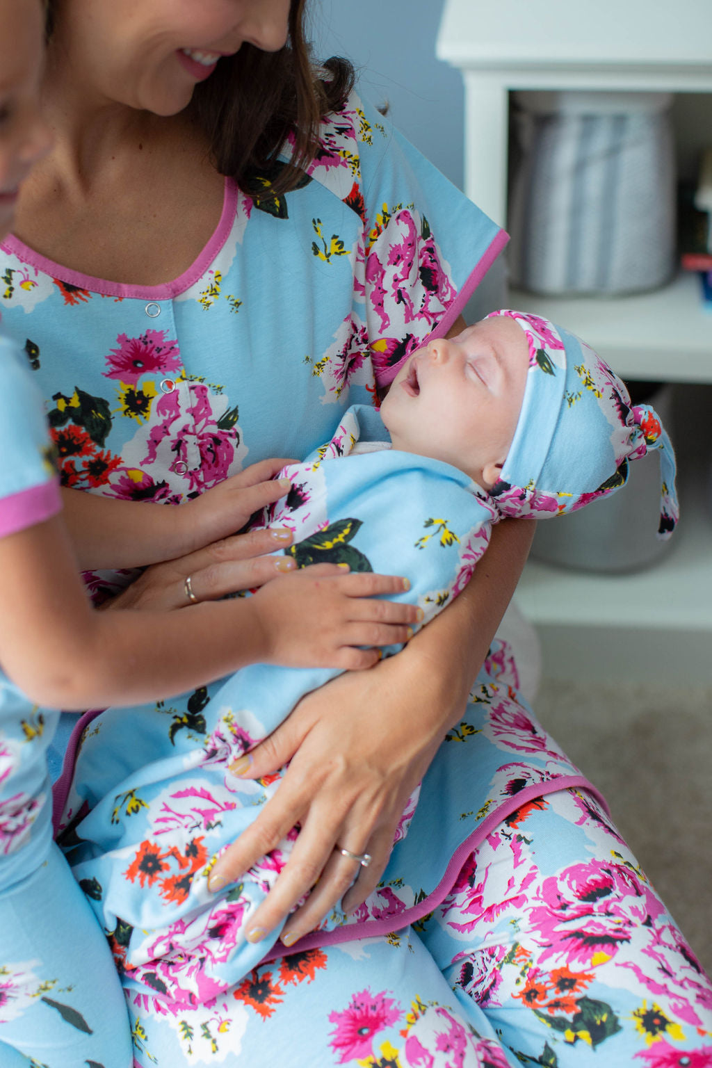 Isla Mom Pajamas & Big Sister Pajamas & Matching Swaddle Blanket Set