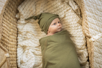 Morgan Pregnancy/Postpartum Robe & Olive Green Baby Swaddle Blanket Set