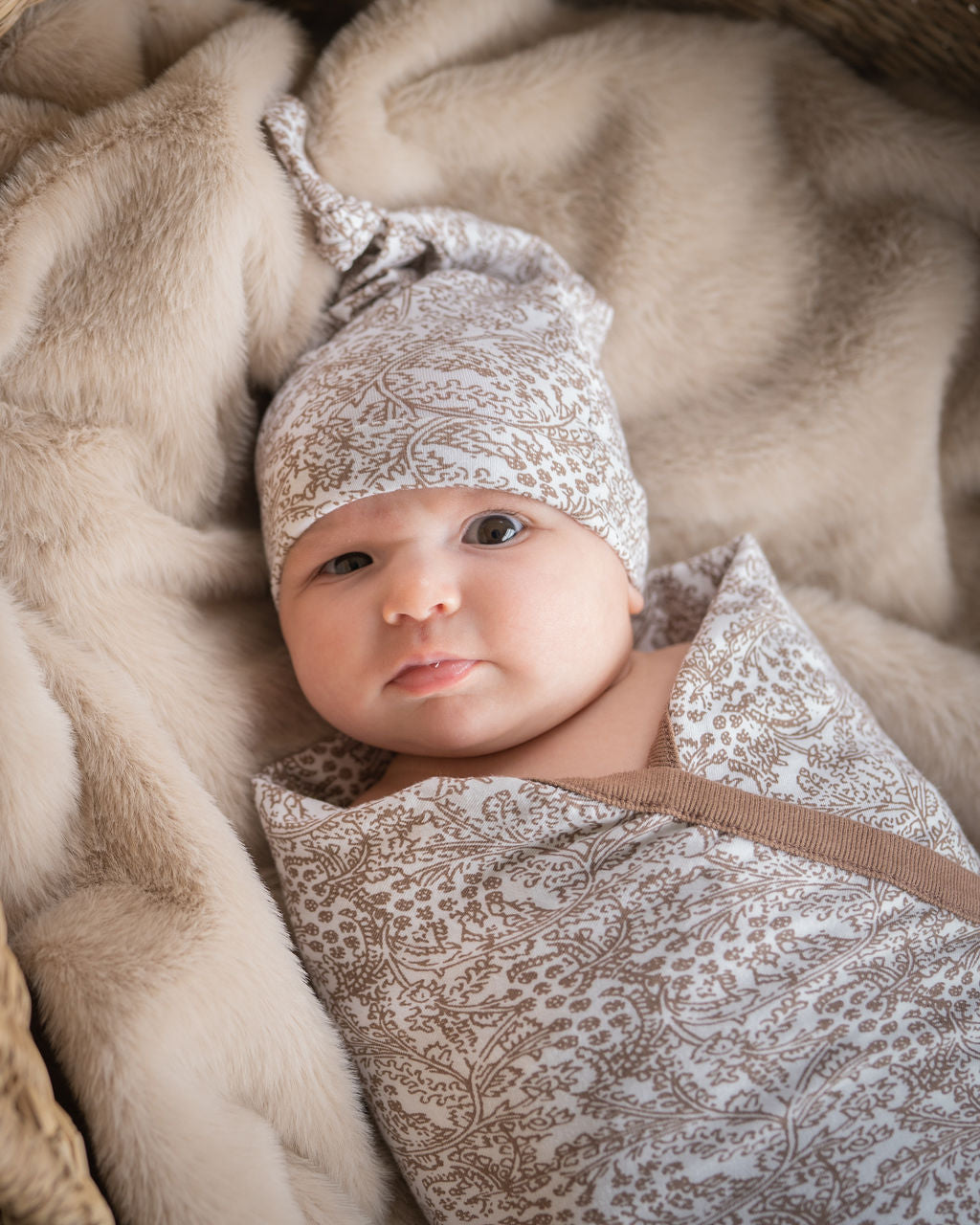 Brooklyn Swaddle Blanket & Matching Newborn Hat Set