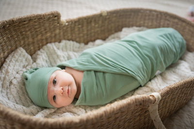 Sage Swaddle Blanket & Matching Newborn Hat Set