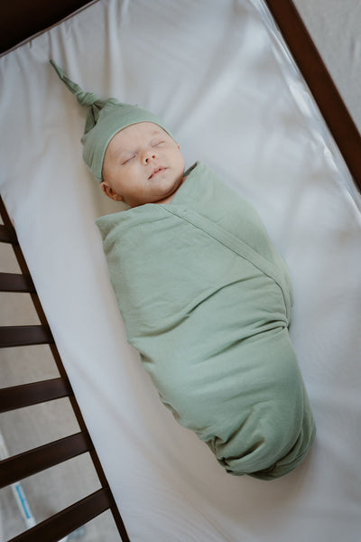 Sage Swaddle Blanket & Matching Newborn Hat Set