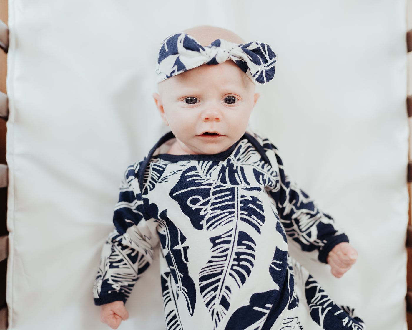 Serra Baby Gown and Matching Newborn Headband 2pc Set Gownies