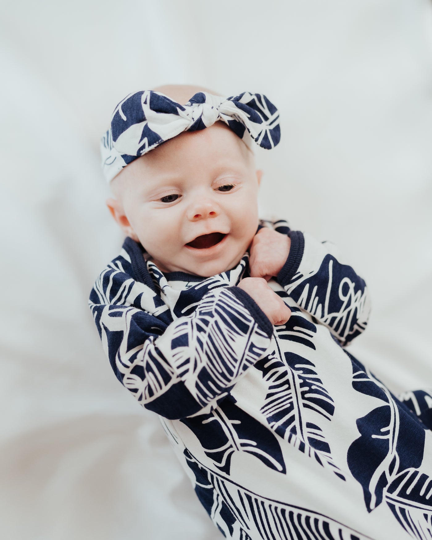 Serra Baby Gown and Matching Newborn Headband 2pc Set