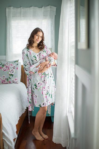 Olivia Pregnancy/Postpartum Robe & Baby Receiving Gown Set
