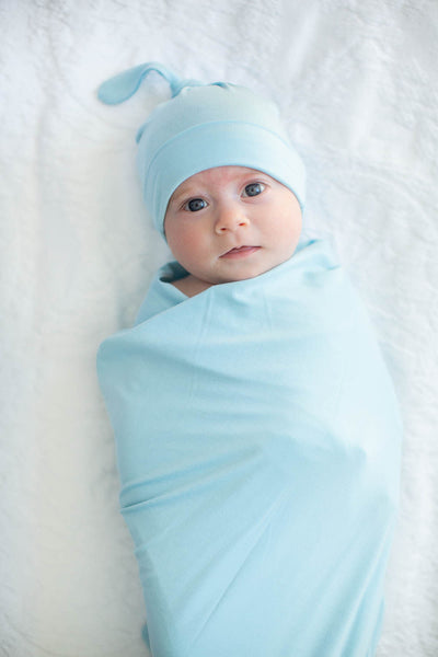 Nina Pregnancy/Postpartum Robe & Light Blue Swaddle Blanket Set