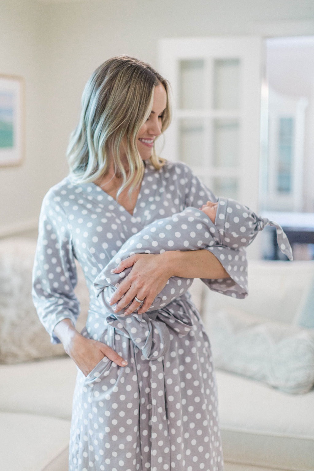 Postpartum robe and swaddle set discount
