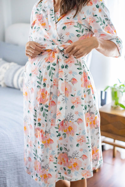 Mila Pregnancy/Postpartum Robe & Matching Swaddle & Dad T Shirt