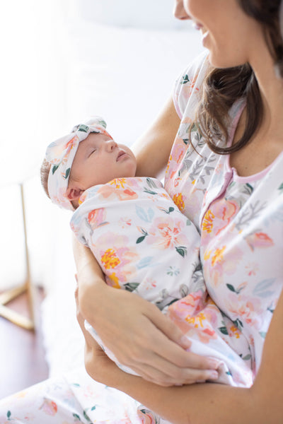 Mila Swaddle Blanket & Matching Newborn Headband Set