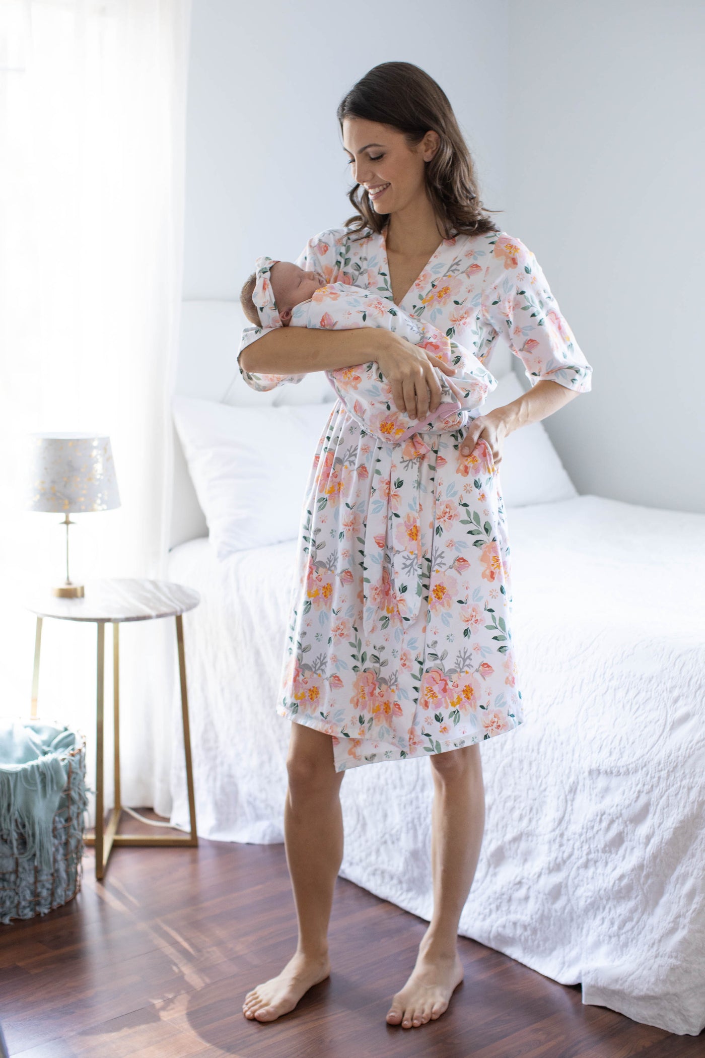 Mila Pregnancy/Postpartum Robe & Swaddle Blanket & Headband Set
