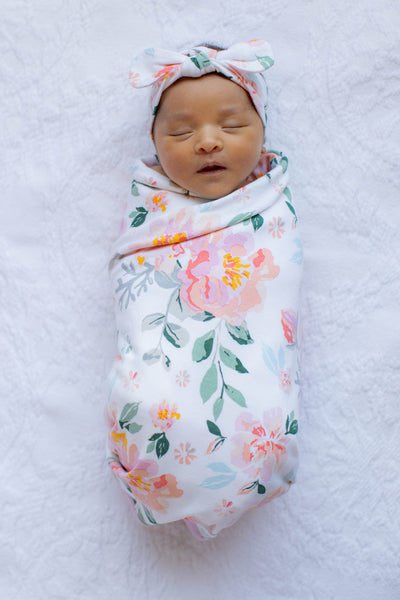 Mila Pregnancy/Postpartum Robe & Swaddle Blanket & Headband Set